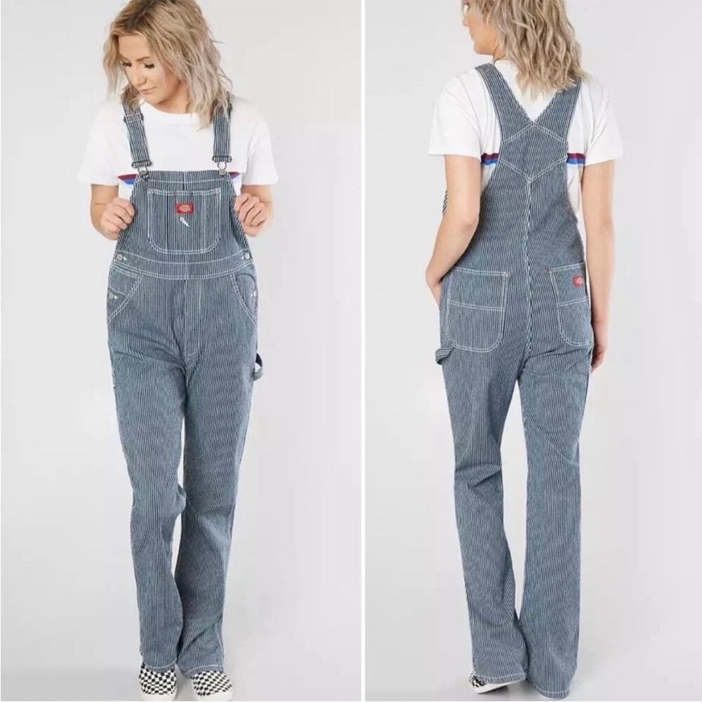 Women's Striped Denim Overalls